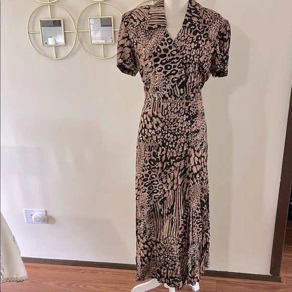 chinese dress ladies Danny & Nicole Scoop Neck Sleeveless Zipper Back Multi Print Knit Dress with Matching Jacket Black Mustard / 8